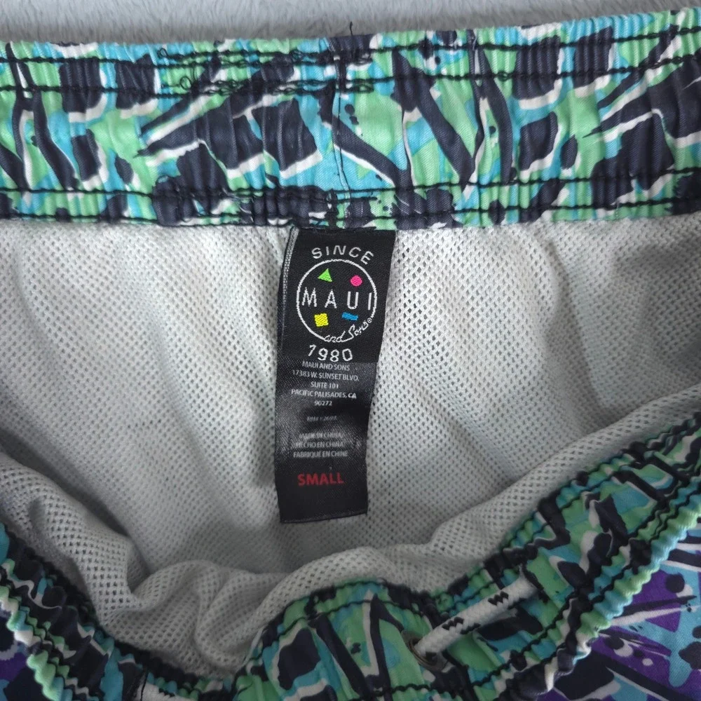 Maui and Sons Swim Trunks Mens Small Multicolor Retro Abstract Surf Board Shorts